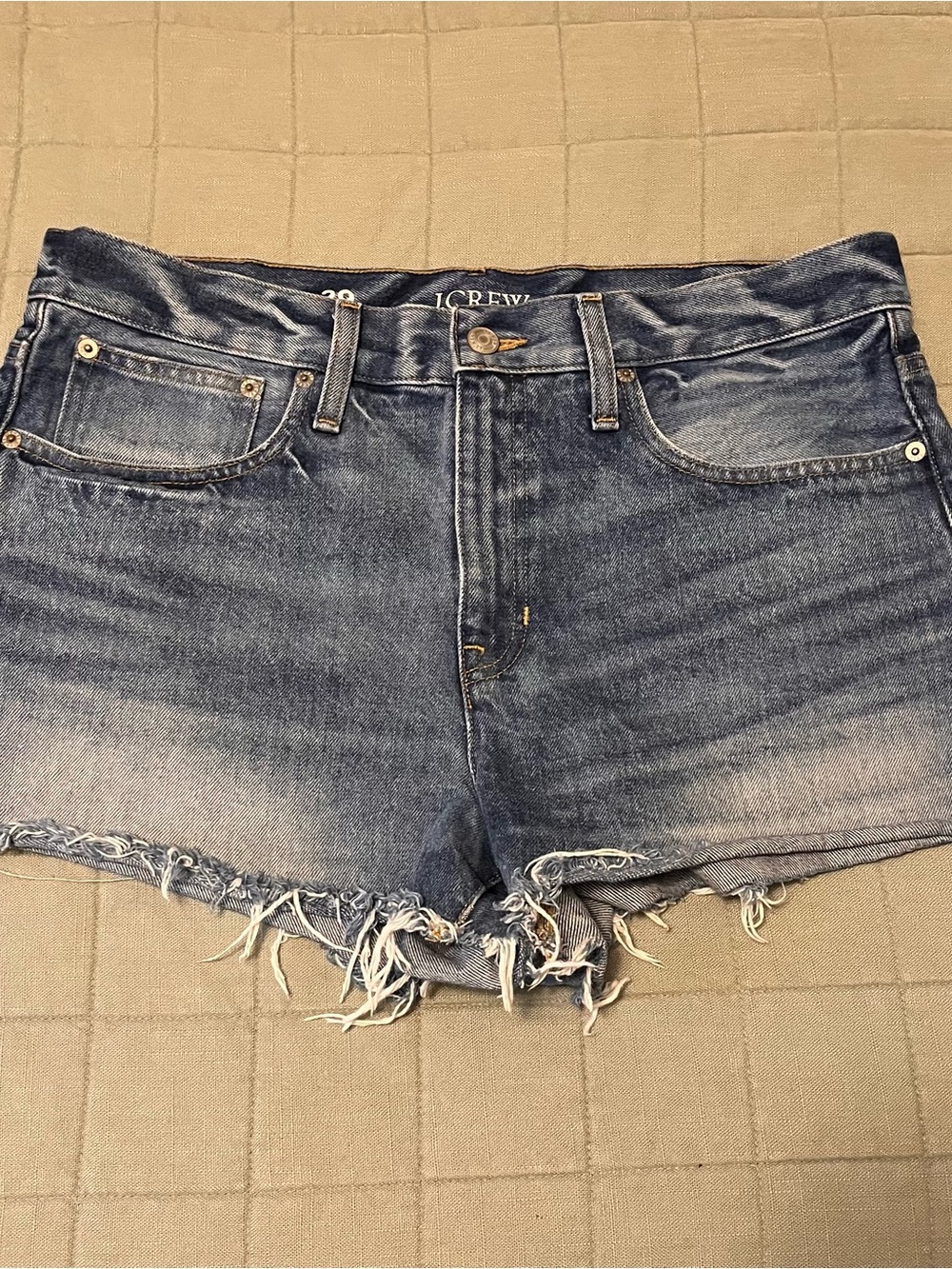 Women’s size 29 J. Crew High-Rise Distressed Denim Shorts - Blue